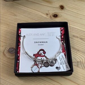 Alex and Ani Silver Snowman Charm Bangle